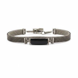 ANNE-MARIE CHAGNON - designer bracelet mixed medium with black glass bead metal